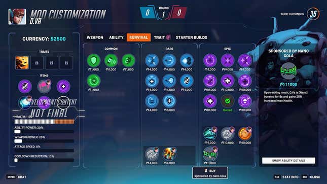 D.Va's mod customization screen.