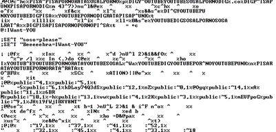 Contents of the obfuscated start.bat file