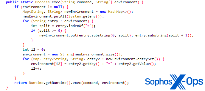 A screenshot of a function in the source code of a malicious app