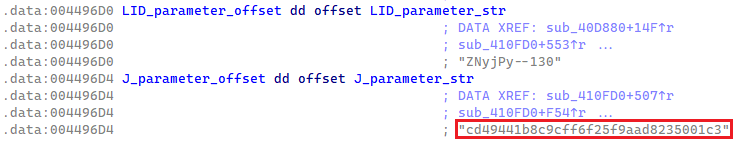 Figure 10. J parameter in the LummaStealer sample