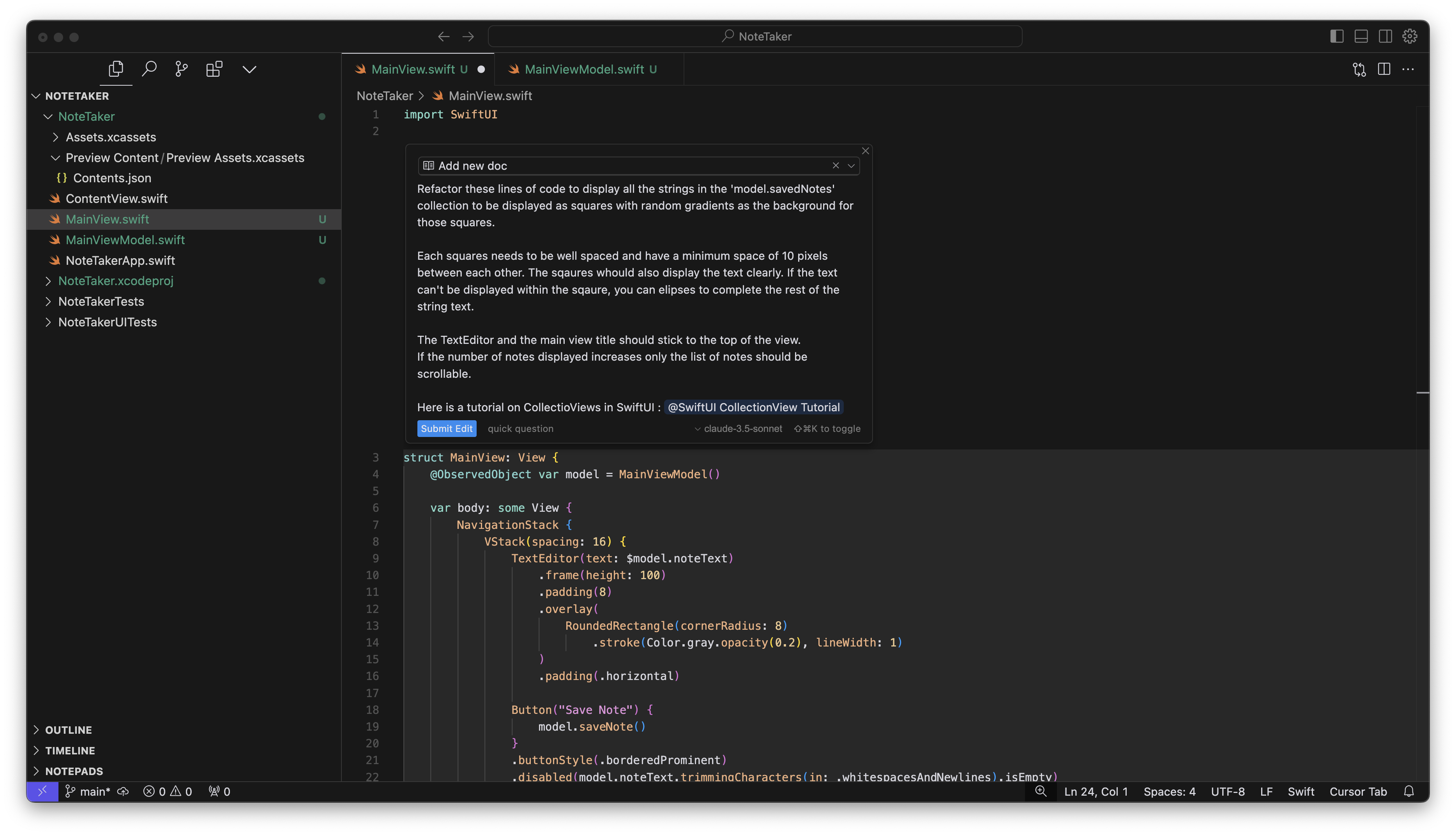 Code completion in CursorAI