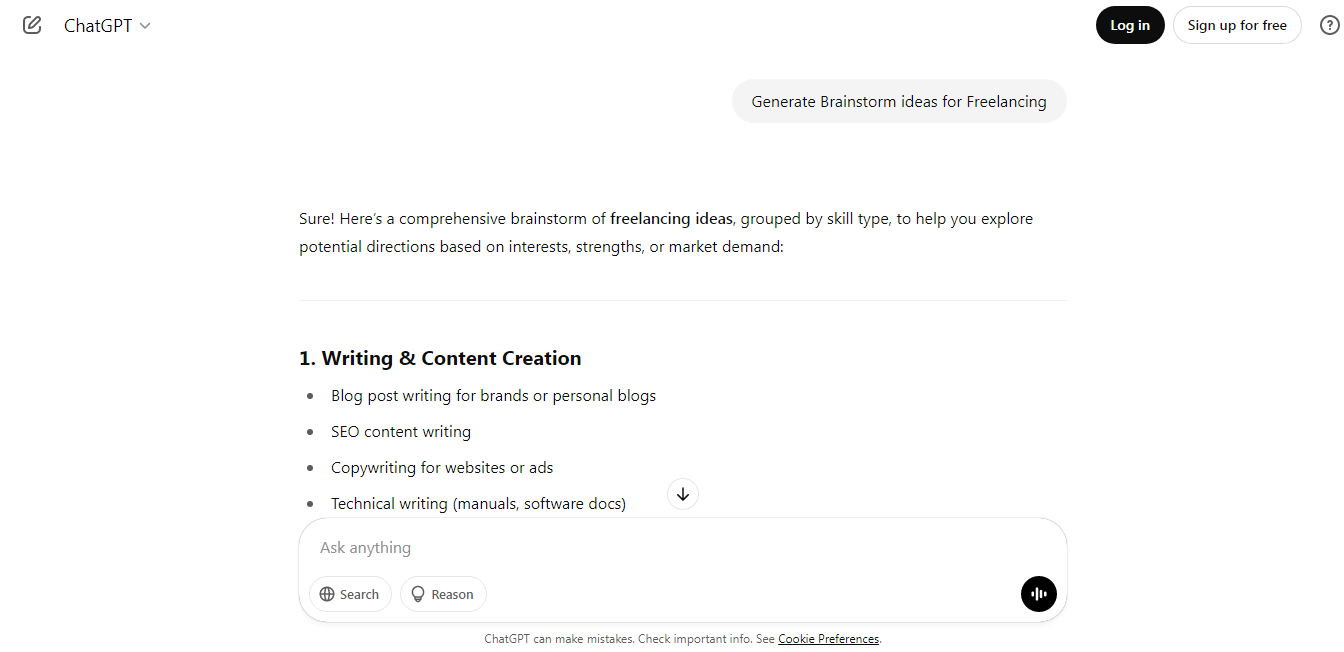 ChatGPT - One of the best AI tools for Freelancers