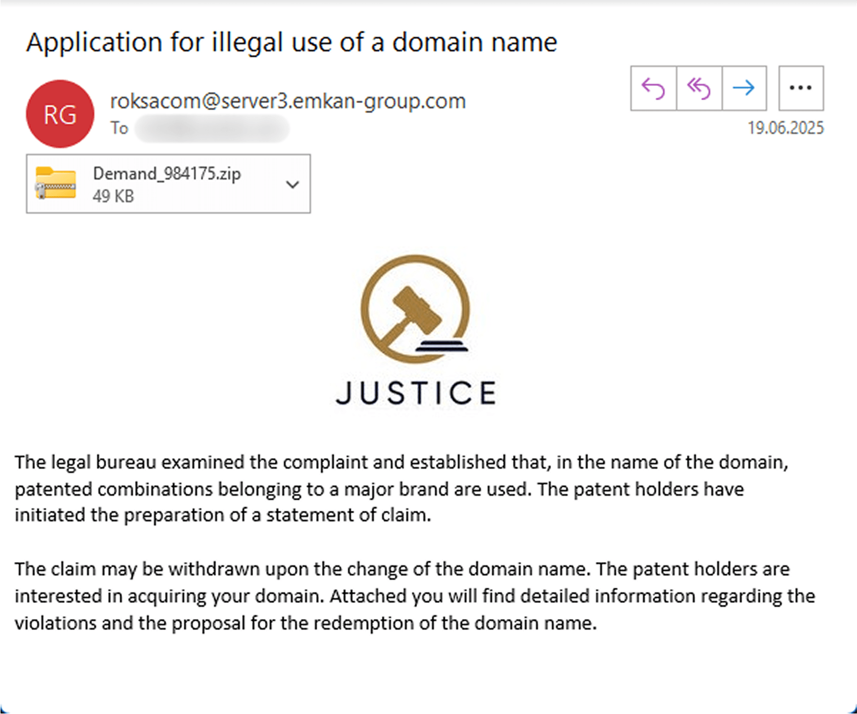 Sample email