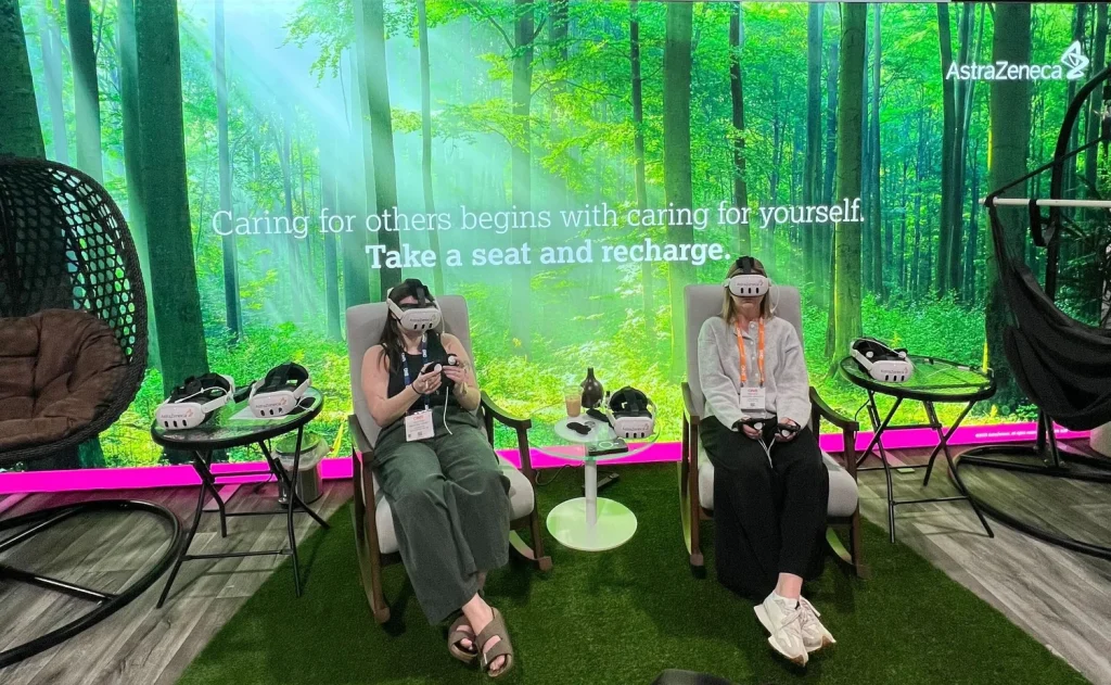 AstraZeneca's VR meditation area at a trade show.