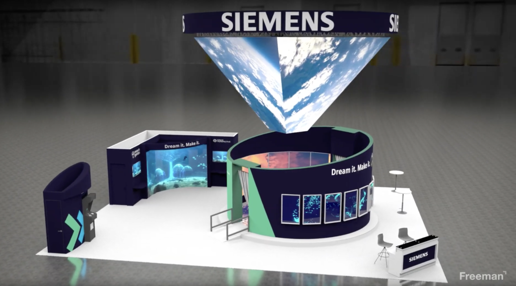 Siemens immersive trade show booth at CES 2025