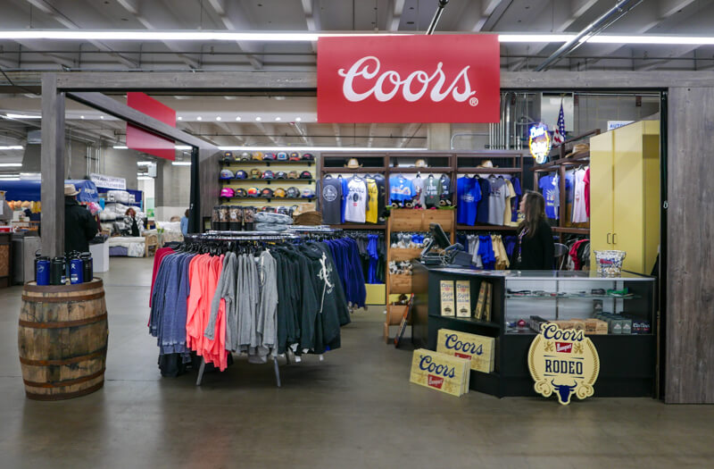 Coors trade show booth showcasing swag.