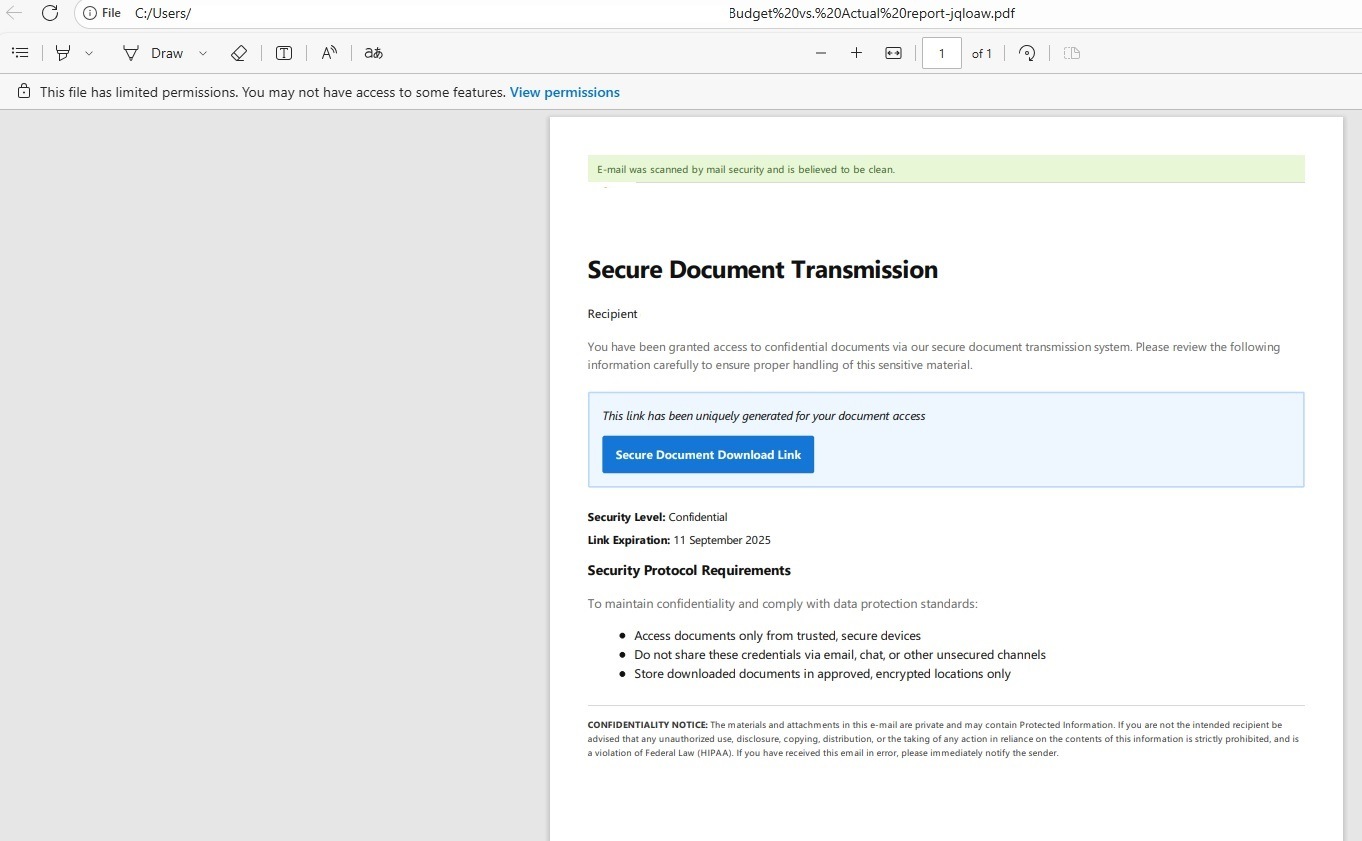 PDF file after the user enters the password