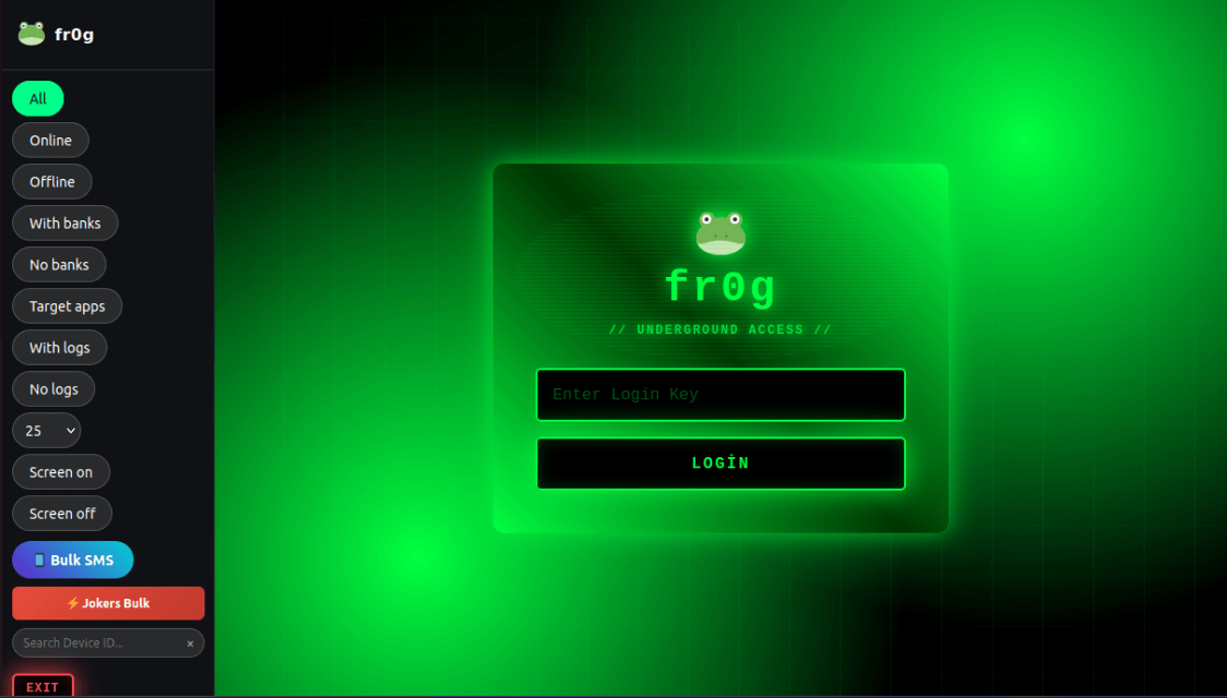 The interface of the sign-in screen for the Frogblight web panel