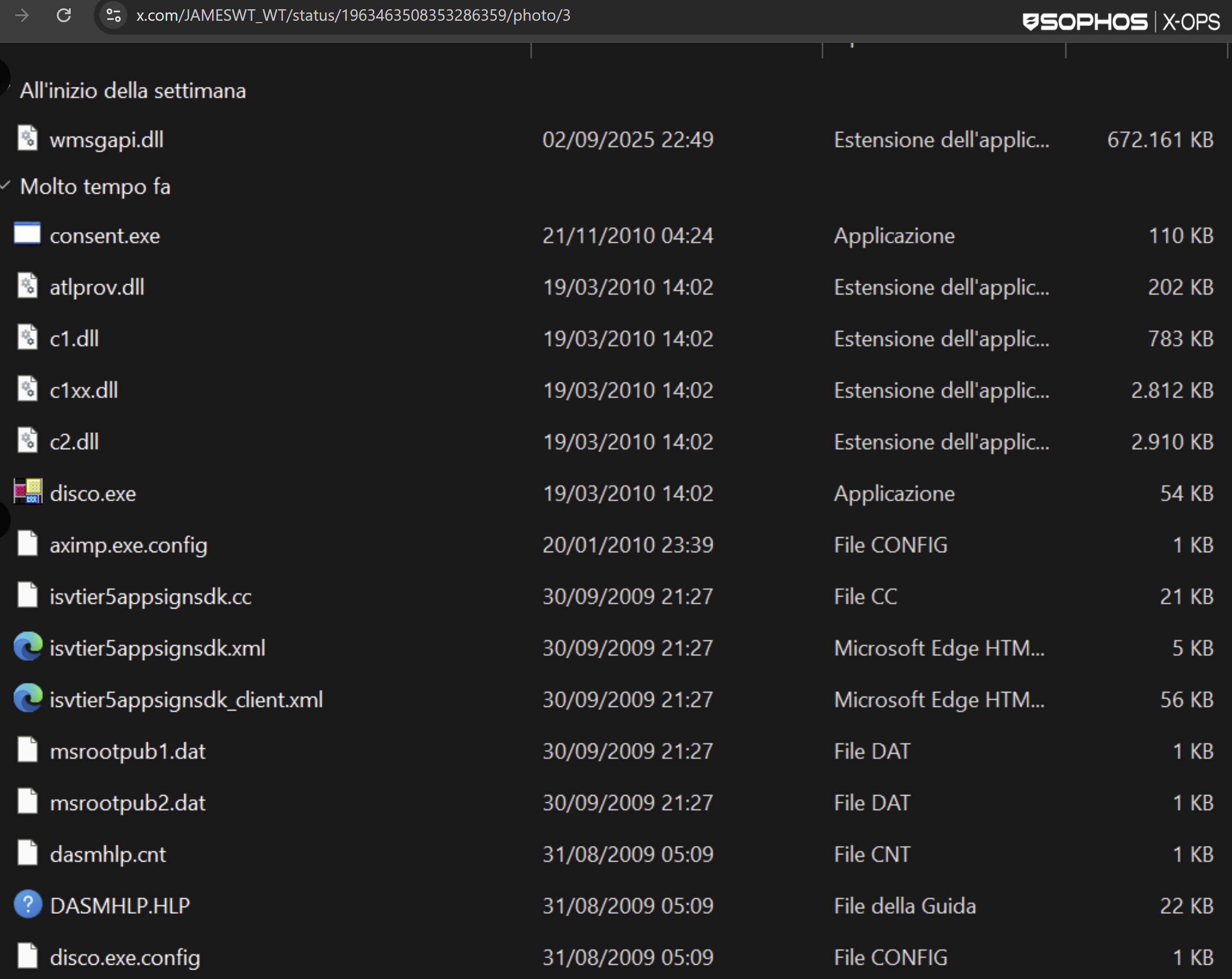 A screen capture showing the files @JAMESWT_WT found in his research; we saw much the same
